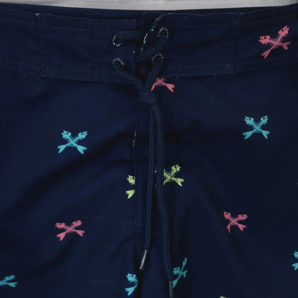 Vineyard Vines Swim Trunks Mens 32 Navy‎ Blue Crossed Fishbones Drawstring